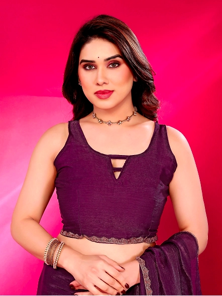 Purple chiffon saree online