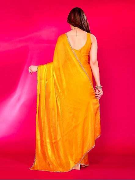 Yellow chiffon saree for wedding