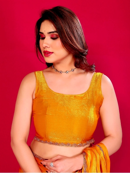 Yellow chiffon saree online