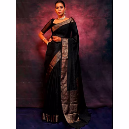 kinjal textiles semi silk saree with contrast zari border