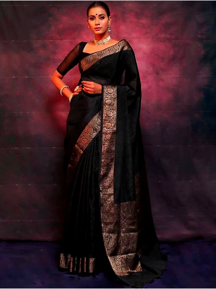 Black Semi silk saree