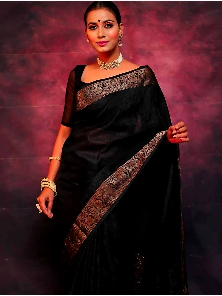 Black Lightweight silk saree