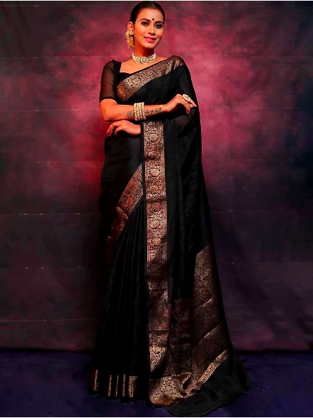 Black Festive silk saree