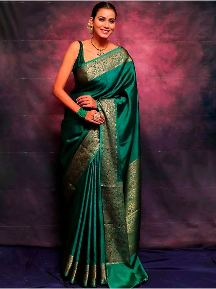 Green Semi silk saree