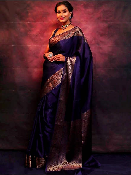 NavyBlue Semi silk saree