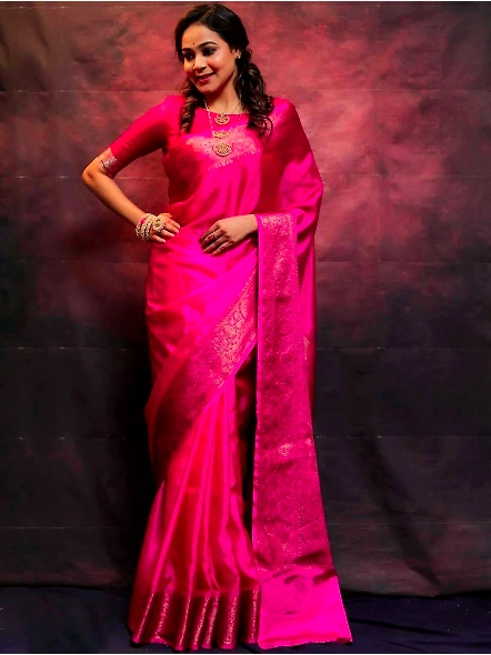 Pink Semi silk saree