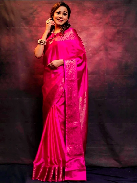 Pink Festive silk saree