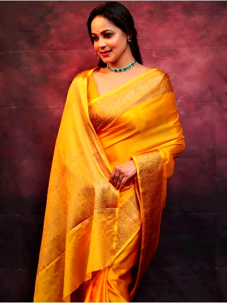 Yellow Lightweight silk saree