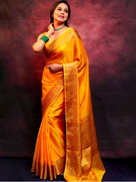 Yellow Elegant ethnic saree