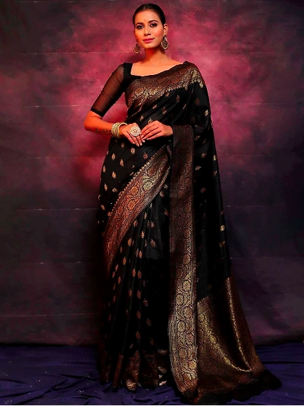 Black Semi silk saree