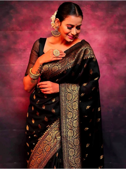 Black Lightweight silk saree