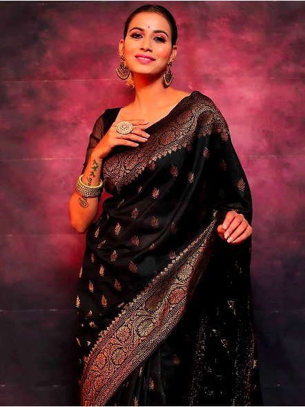 Black Festive silk saree