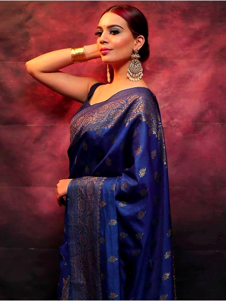 Blue Lightweight silk saree