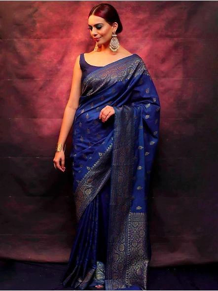 Blue Festive silk saree