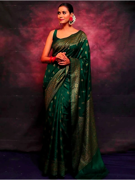 Green Semi silk saree