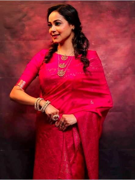 Pink Festive silk saree