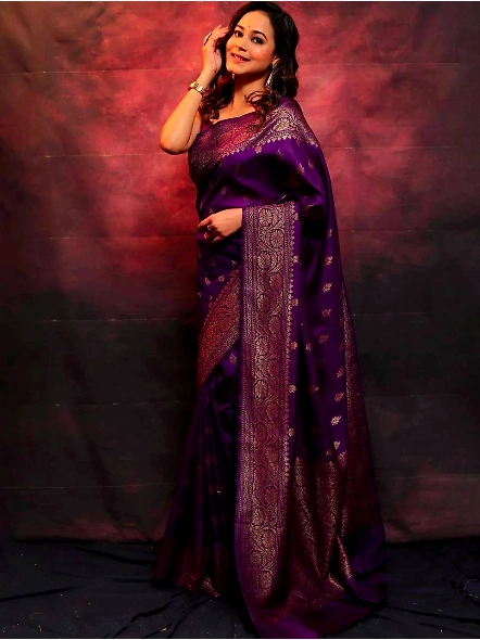 Purple Semi silk saree