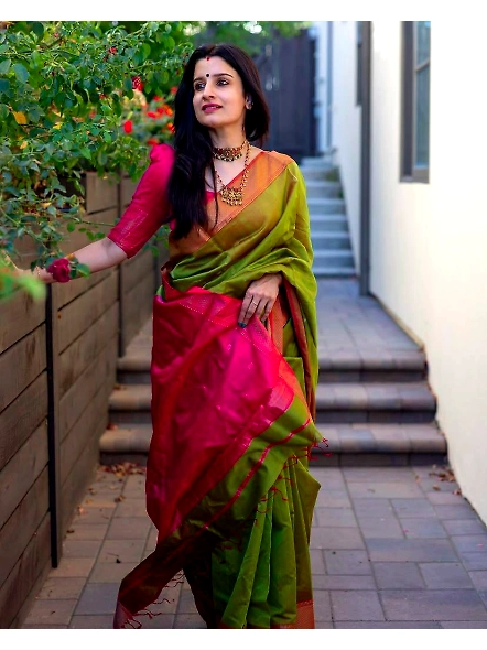 Green lichi silk saree