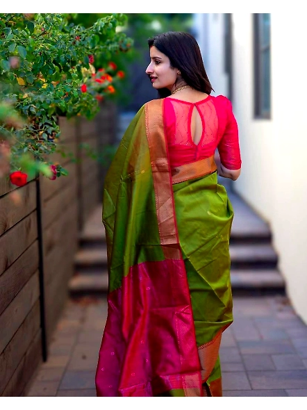 Green silk saree blouse