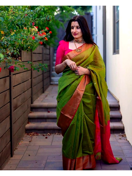 Green wedding silk saree