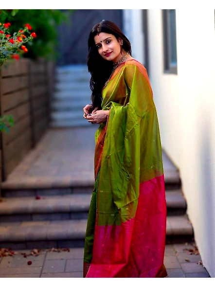 Green designer silk saree