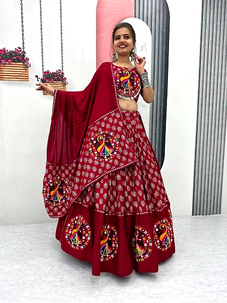 Red cotton chaniya choli