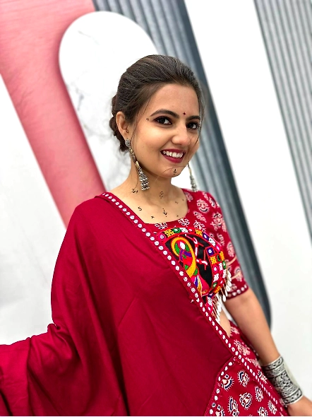 Red cotton chaniya choli for navratri