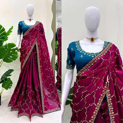 kinjal textiles jimmy choo saree with thread and sequence