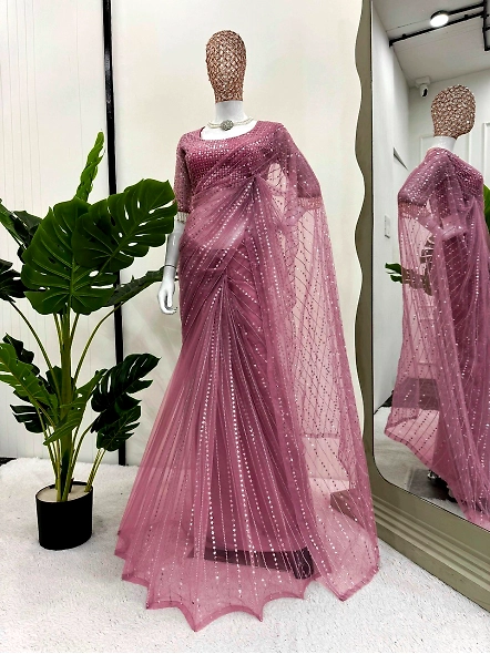 net saree for party wear