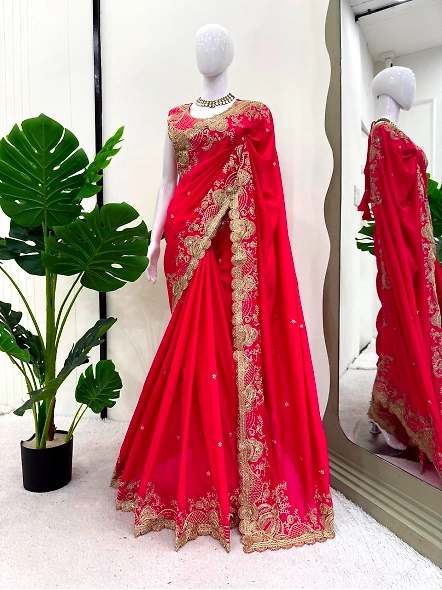 designer Vichitra silk saree