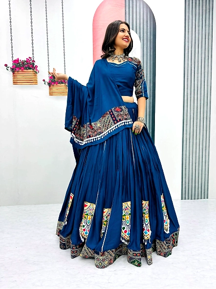 Cyan Pure Cotton Chaniya Choli