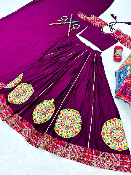 Purple Embroidered Chaniya Choli