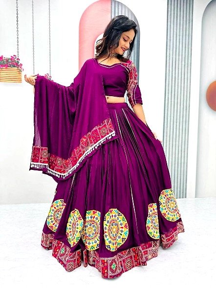 Purple Pure Cotton Chaniya Choli