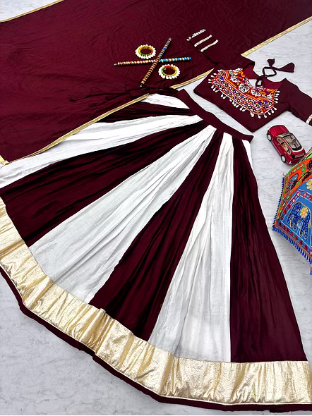 Brown Embroidered Chaniya Choli