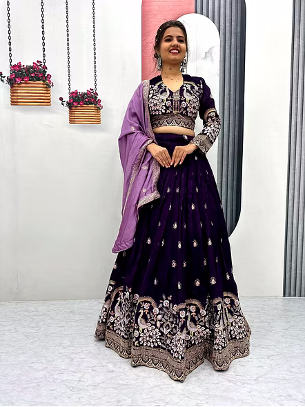 vichitra silk lehenga choli