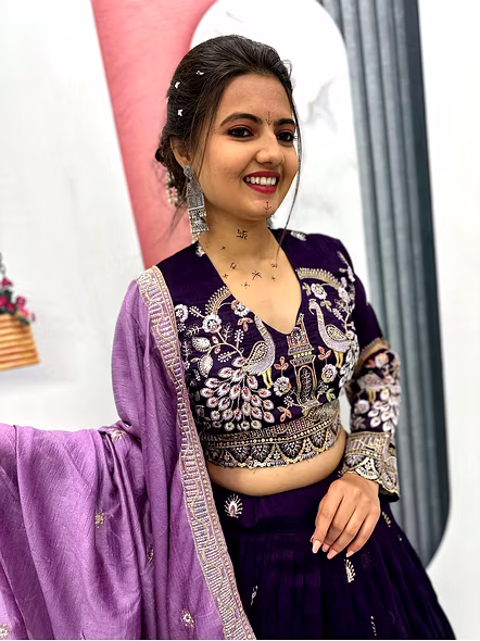 purple bridal lehenga