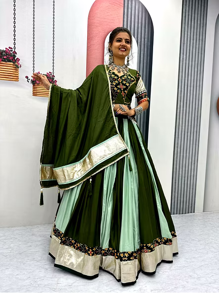 Green Pure Cotton Chaniya Choli