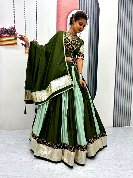 Green Navratri Lehenga Choli
