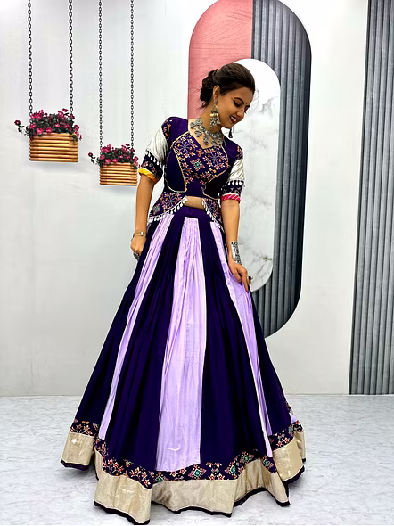 Purple Embroidered Chaniya Choli
