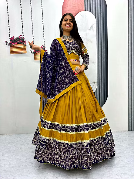 real mirror work lehenga