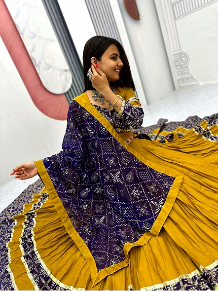 mirror work lehenga choli