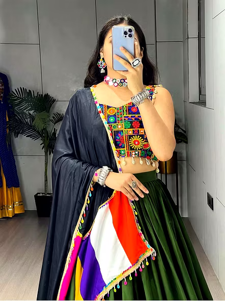 Green Navratri lehenga choli