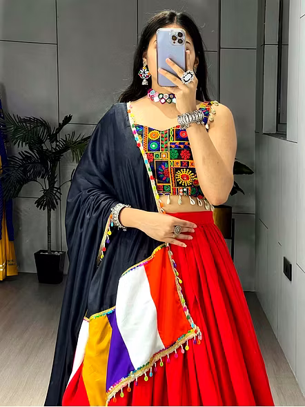 Red Navratri lehenga choli