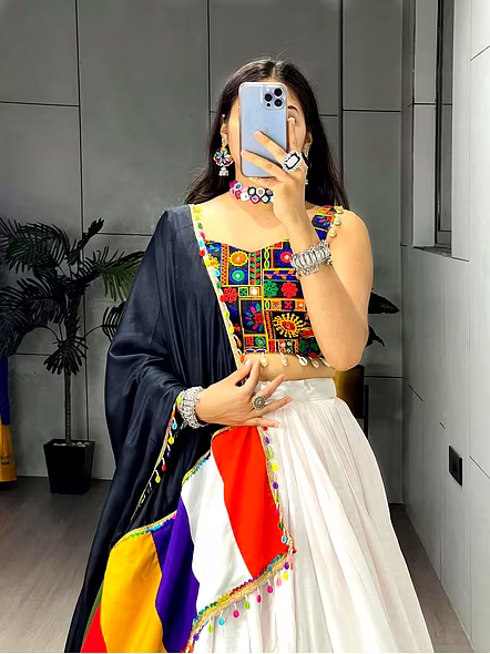 White Navratri lehenga choli