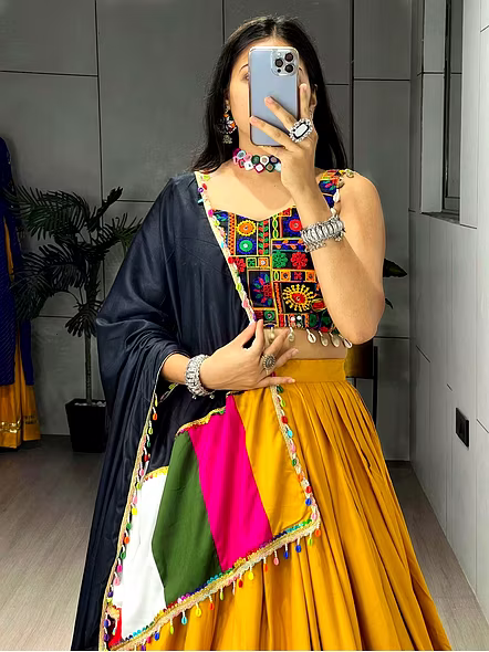 Yellow Navratri lehenga choli