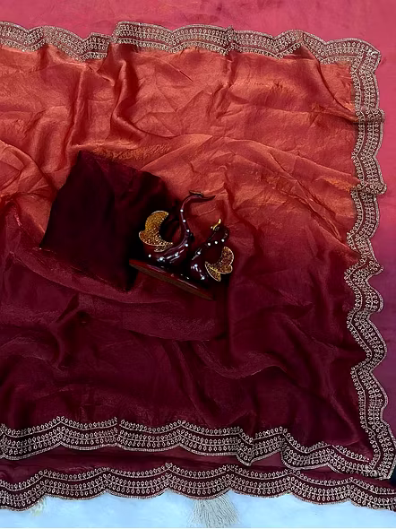 brown shaded silk saree