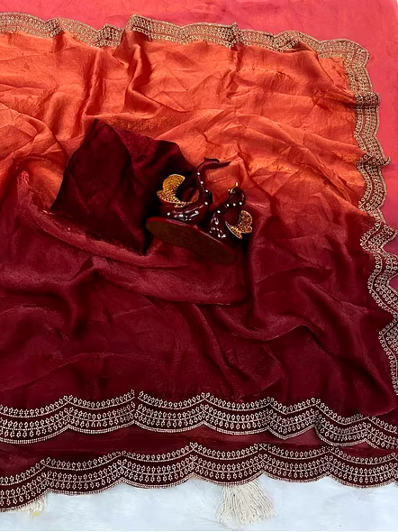 brown wedding silk saree