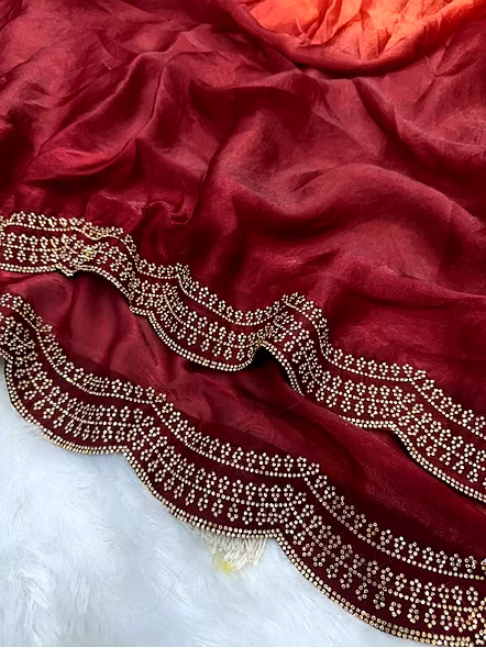 Shaded Space Silk Designer Saree-Brown-4