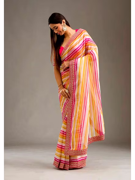 vibrant pink silk saree