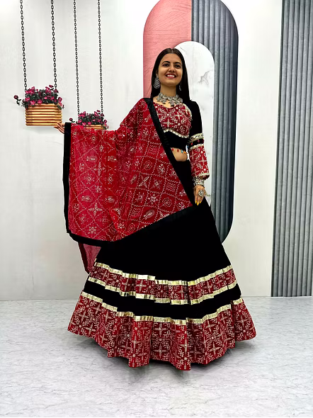 real mirror work lehenga